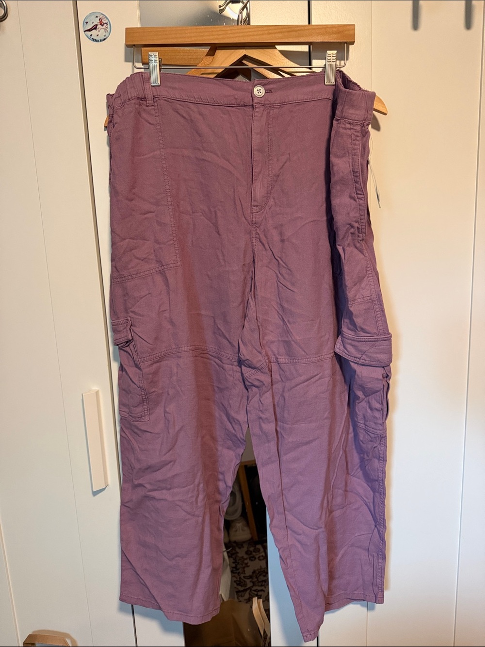 Pilcro Linen Casual Cargo Pants in Mauve